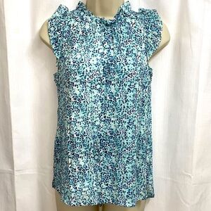 Ann Taylor Blue Floral Sleeveless Top